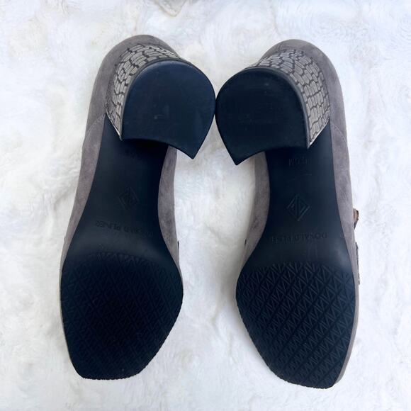 Donald Pliner Caresse Old Money Career Block Heel Metallic Leather Suede Loafers - Picture 7 of 7